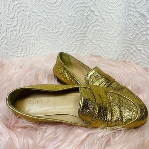 J. Crew Gold Metallic Flats Elegant Slip-On Design